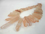 Strawberry Quartz Point Spike Beads Full Strand