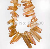 H-TB06 Titanium Silver Quartz Point Briolettes Beads 19-30mm