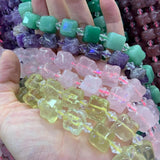 12-13mm Aventurine Amethyst Rose Quartz Beads 15'' Ice Cube DIY Loose Beads