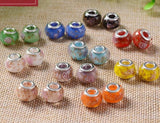 50pcs Round Foil Lampwork Glass Beads for European Charm Bracelet DIY