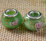 50pcs Round Foil Lampwork Glass Beads for European Charm Bracelet DIY