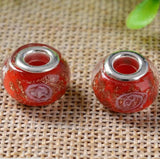 50pcs Round Foil Lampwork Glass Beads for European Charm Bracelet DIY