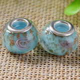 50pcs Round Foil Lampwork Glass Beads for European Charm Bracelet DIY