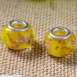 50pcs Round Foil Lampwork Glass Beads for European Charm Bracelet DIY