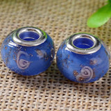 50pcs Round Foil Lampwork Glass Beads for European Charm Bracelet DIY
