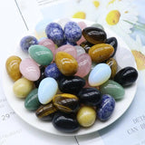 30MM Natural Stone Egg Amethyst Rose Quartz Agate Crystal Massage Accessory