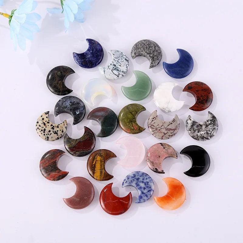 Natural Stone 30mm Moon Statue Crystal Home Decoration
