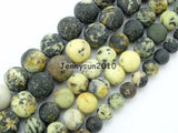 Matte Yellow Turquoise Round Beads 15'' 4-12mm 5 Strands/Pack