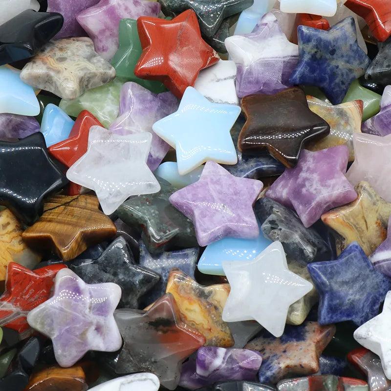 12pcs 30mm Star Statue Rose Quartz Healing Crystal Gift Room Ornament