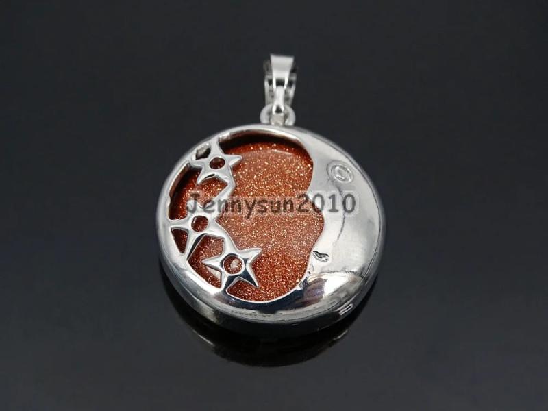 Sand Gems Stone Moon Pendant Charm Healing Jewelry 10Pcs/Pack