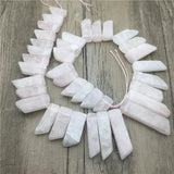 Polished Rose Crystal Quartz Spike Slice Beads for Necklace Making