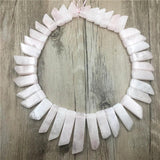 Polished Rose Crystal Quartz Spike Slice Beads for Necklace Making