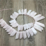 Polished Rose Crystal Quartz Spike Slice Beads for Necklace Making