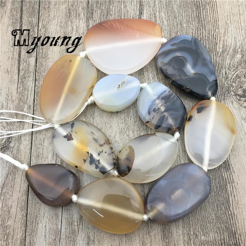 Brown Agate Slice Pendant Beads for Jewelry Making