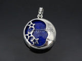 Lapis Lazuli Round Silver Plated Stars & Moon Pendant 10Pcs/Pack