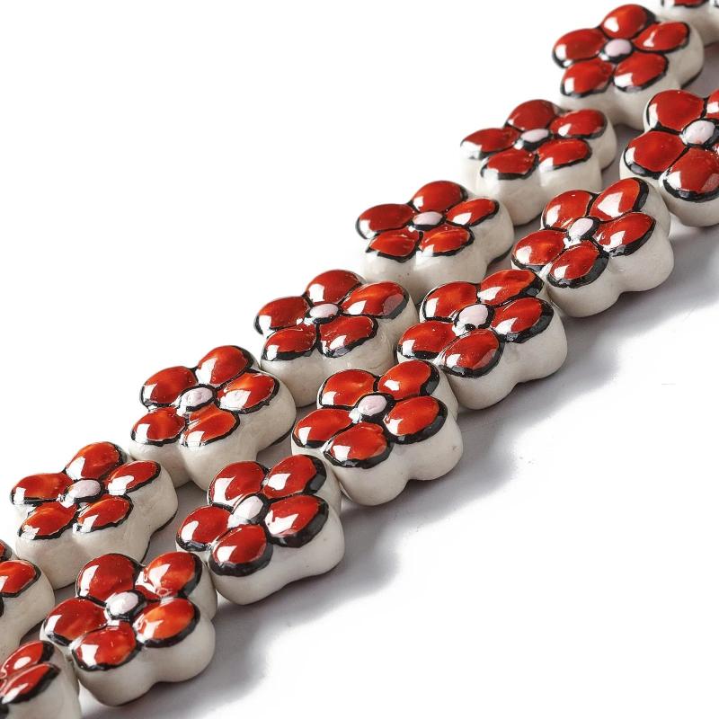 20pcs Daisy Ceramic Spacer Loose Beads for Jewelry Making