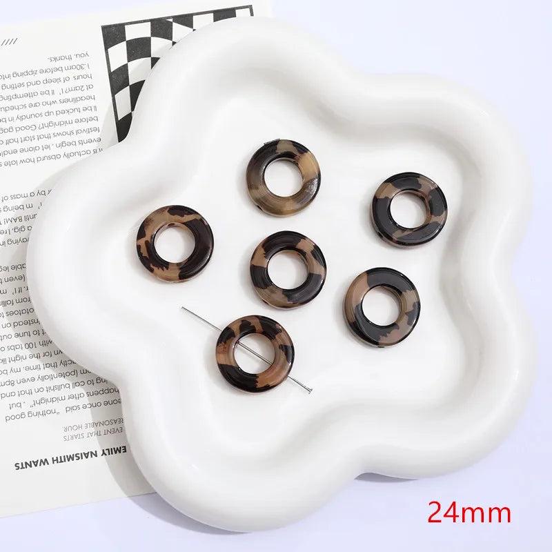50pcs Leopard Print Resin Beads for DIY Jewelry Earring Accessory