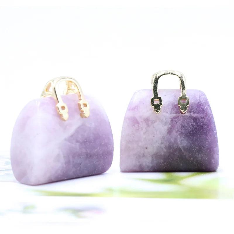 Natural Crystal Stone Mini Tote Bag Ornament Healing Crystal