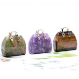 Natural Crystal Stone Mini Tote Bag Ornament Healing Crystal