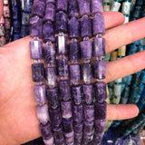 Faceted Lepidolite Cylinder Spacer Beads for Jewelry Making