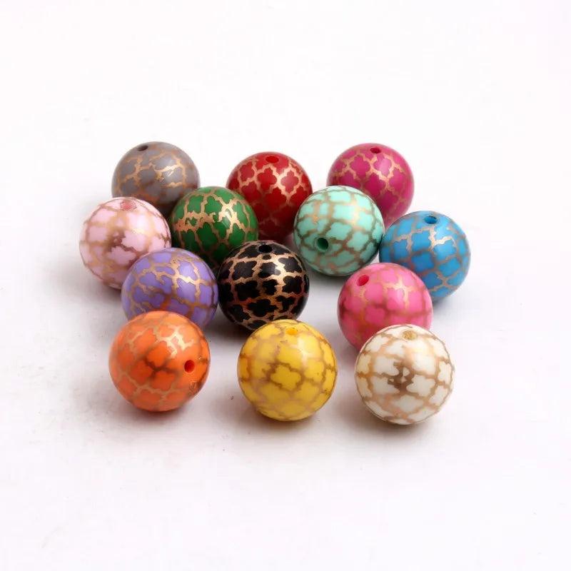 Acrylic Quarterfoil Print Beads for Necklace 20mm 100pcs