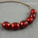 Freshwater Pearl Large Hole Rice Rust Red Beads 10-10.5mm x 11-12mm