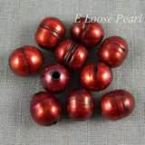 Freshwater Pearl Large Hole Rice Rust Red Beads 10-10.5mm x 11-12mm