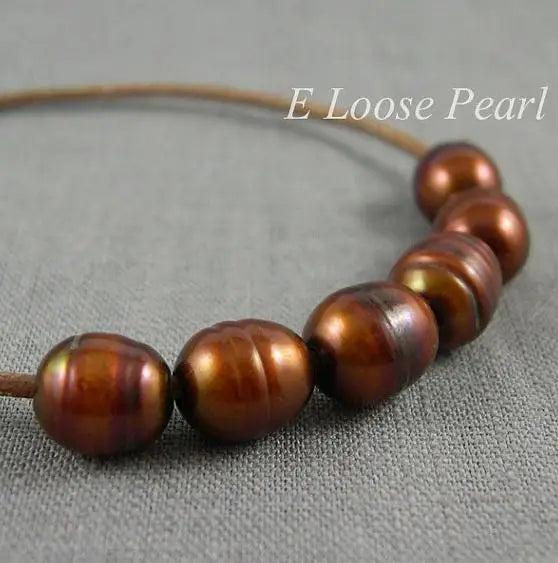 Brown Freshwater Pearls Nugget Large Hole Pearl 10-10.5mmx11-12mm 10 Pieces