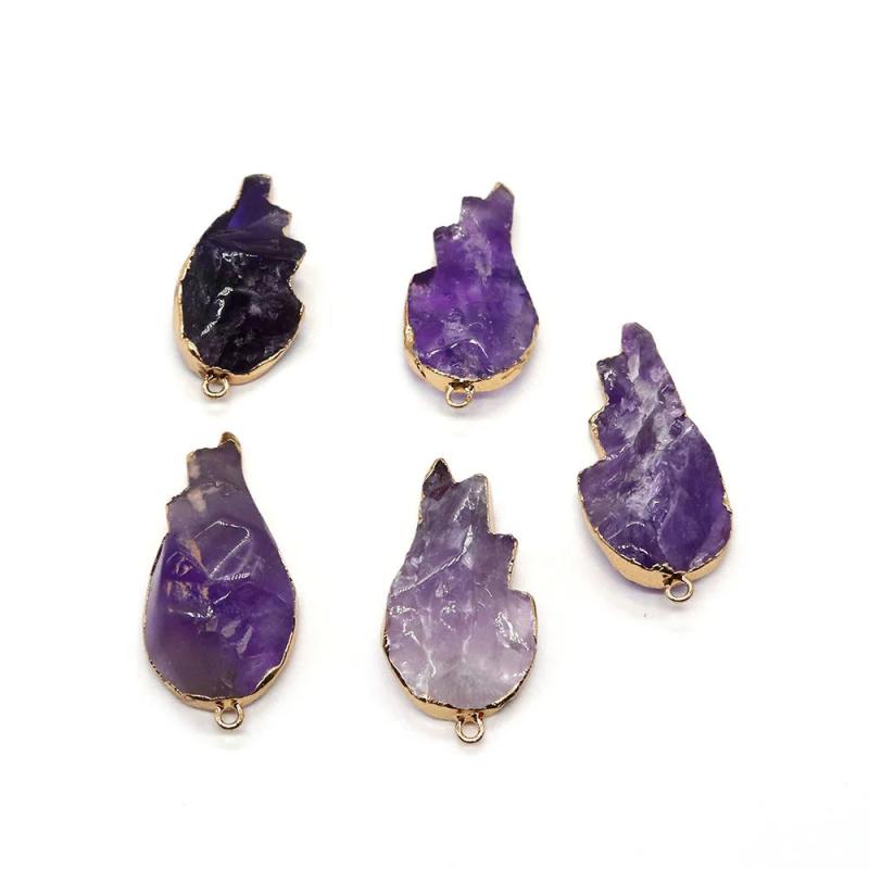 Crystal Stone Wing Pendant Amethyst Rose Quartz for Necklace Earrings