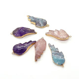 Crystal Stone Wing Pendant Amethyst Rose Quartz for Necklace Earrings
