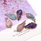 Crystal Stone Wing Pendant Amethyst Rose Quartz for Necklace Earrings