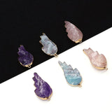 Crystal Stone Wing Pendant Amethyst Rose Quartz for Necklace Earrings