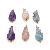 Crystal Stone Wing Pendant Amethyst Rose Quartz for Necklace Earrings