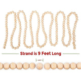 9' Natural Wood Bead Christmas Garland Rustic Farmhouse Decor