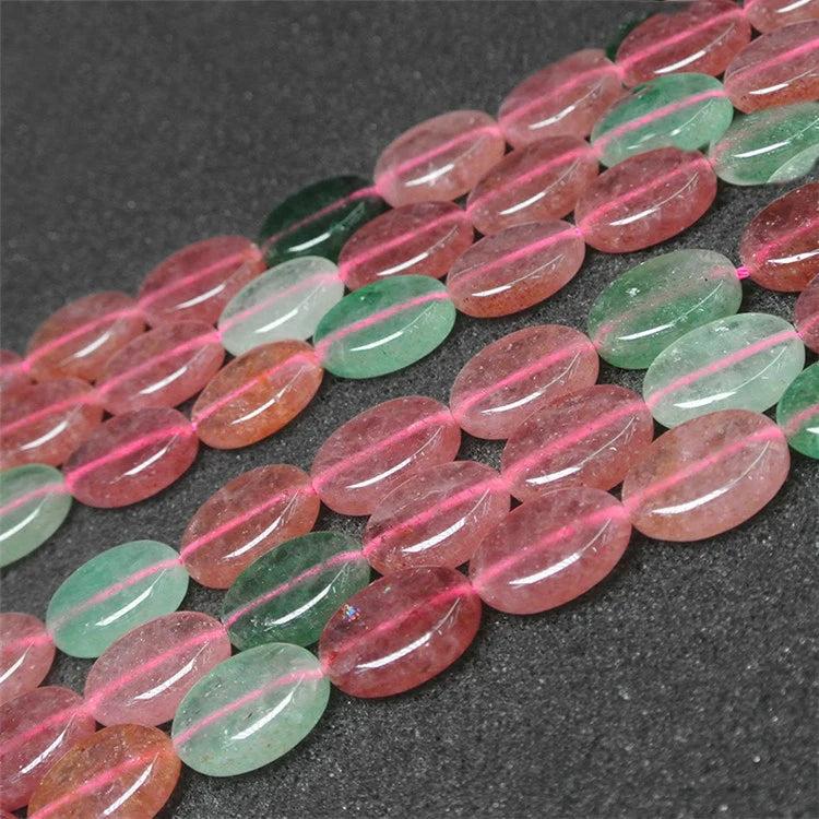 Natural Oval Strawberry Quartz Beads for Jewelry Making