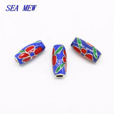 10 PCS Vintage Copper Enamel Nepal Flowers Spacer Beads