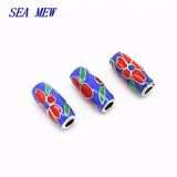 10 PCS Vintage Copper Enamel Nepal Flowers Spacer Beads
