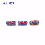 10 PCS Vintage Copper Enamel Nepal Flowers Spacer Beads