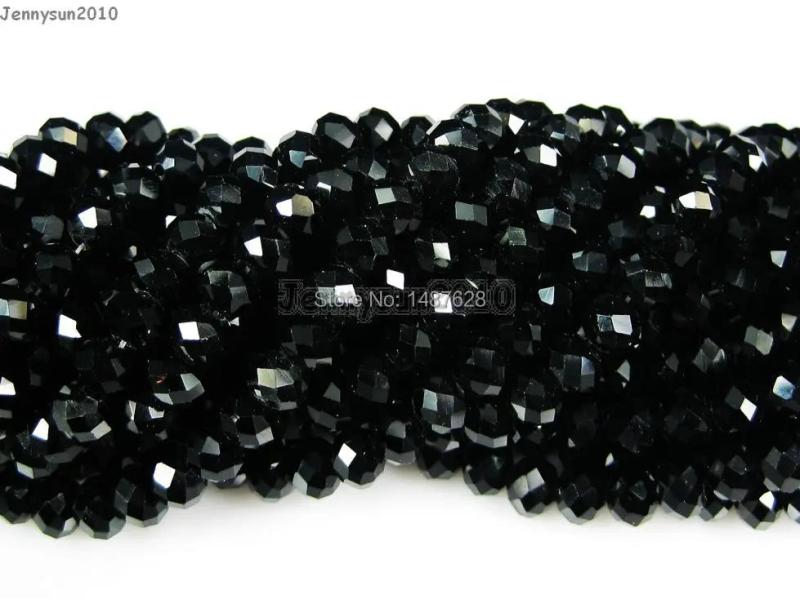 Jet Czech Crystal 2x3 Faceted Rondelle Spacer Beads Craft 10 Strands