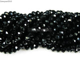Jet Czech Crystal 2x3 Faceted Rondelle Spacer Beads Craft 10 Strands