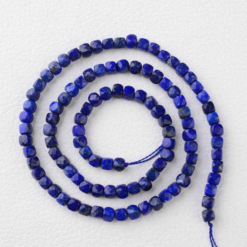 Lapis Lazuli Faceted Cube Beads 4*4mm for Jewelry Making