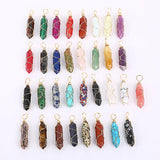 Stone Copper Wire Hex Prism Amethyst Pendant for DIY Chakra Jewelry