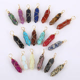 Stone Copper Wire Hex Prism Amethyst Pendant for DIY Chakra Jewelry