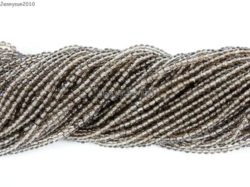 Natural Smoky Quartz 2mm Smooth Round Spacer Beads 15'' Strand 5 Strands/Pack