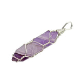 Amethyst Crystal Hexagonal Column Pendant for DIY Earrings Necklace