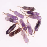 Amethyst Crystal Hexagonal Column Pendant for DIY Earrings Necklace