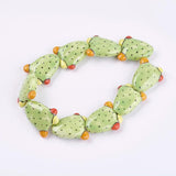 10pcs Green Cactus Ceramic Beads for DIY Jewelry Making
