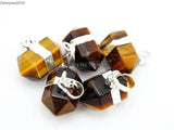 Tiger's Eye Gemstone Hexagonal Pointed Pendant Beads Pack