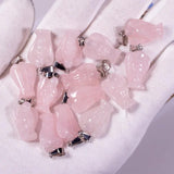 Natural Stone Angel Pendants Rose Quartz Tiger's Eye Charms Pendant