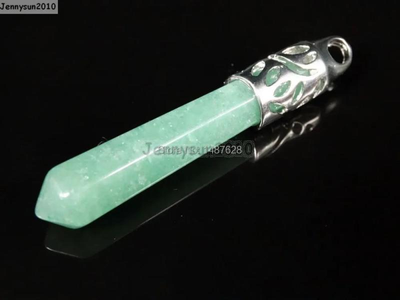 Green Aventurine Hexagonal Pointed Pendant Necklace Set
